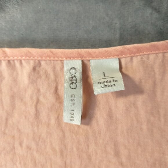 Cato Womens Sleeveless Lace Trim Tank Top L Peach Blush Romantic Boho‎ Textured - Picture 2 of 9